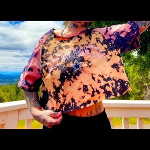 Dallas Cowboys one of a kind homemade crop t shirt bleached tie dye